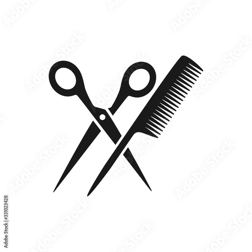 hair comb icon and scissor vector icon conception