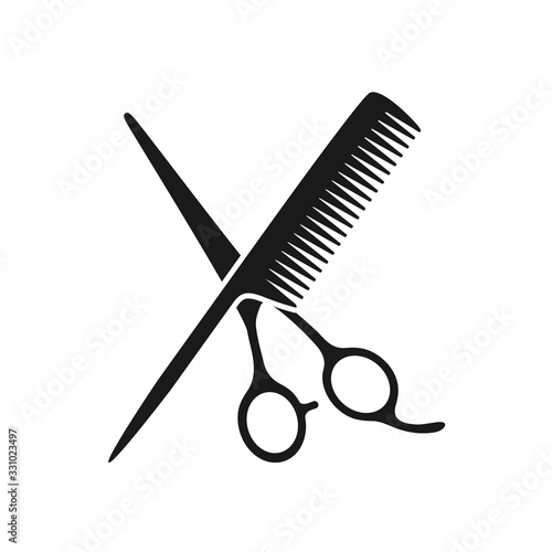 hair comb icon and scissor vector icon conception