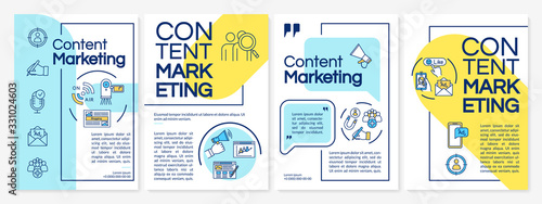 Content marketing tools brochure template. Inbound vs outbound model. Flyer, booklet, leaflet print, cover design with linear icons. Vector layouts for magazines, annual reports, advertising posters