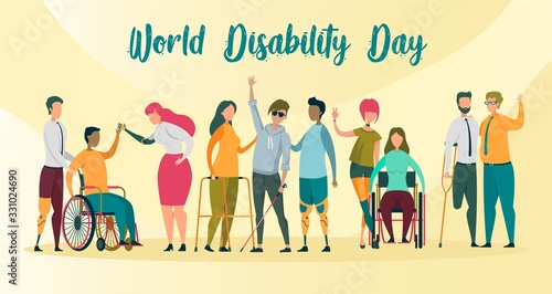 World Disability Day Banner, Handicapped People.