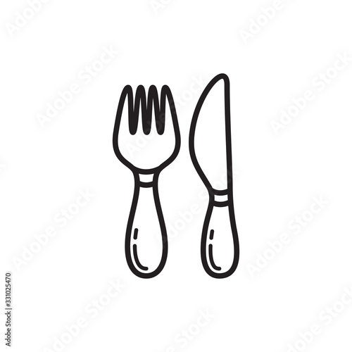 fork icon with spoon and knife icon in trendy flat style