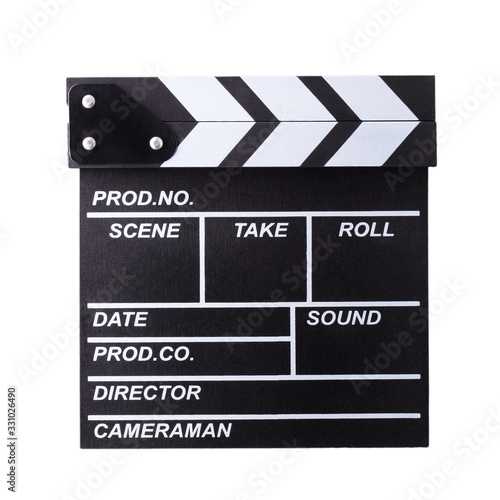 Film clapper board isolated on white background with clipping path