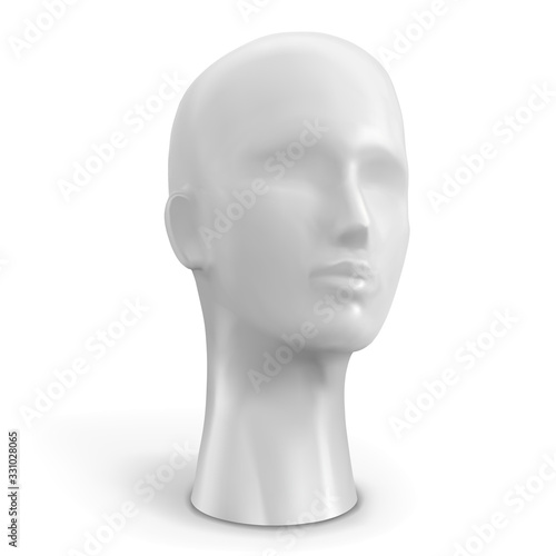 Head of female mannequin white color. Vector illustration.