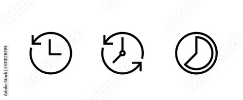 Set icon Clock on white background. Recent event history. Editable Vector Outline.