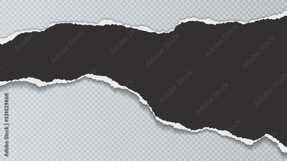 Pieces of torn, ripped black paper with soft shadow is on grey squared background for text. Vector illustration Pieces of torn, ripped black paper with soft shadow is on grey squared background for text. Vector illustration