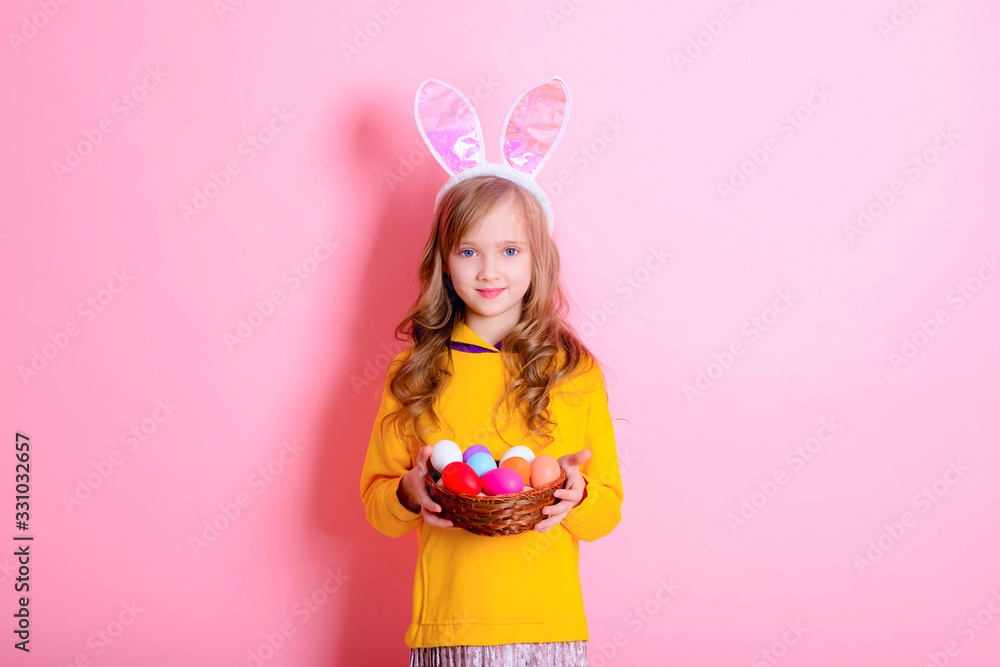 Happy Easter! Little girl having fun to paint Easter eggs. Happy Easter! Little girl having fun to paint Easter eggs.