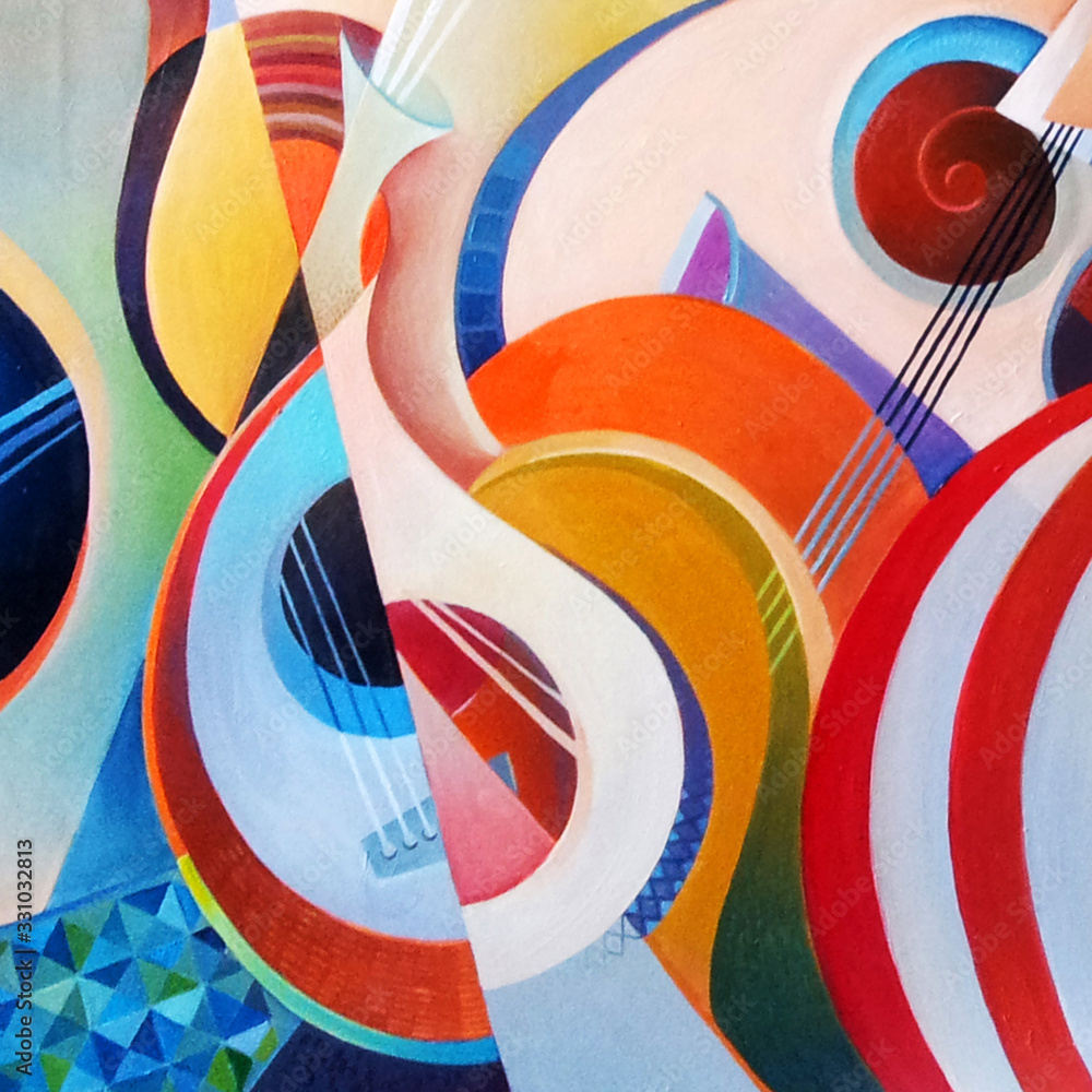 Obraz na plátně Modern abstract painting on a musical theme, hand painted, colourfull