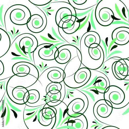 Green floral elements seamless pattern.