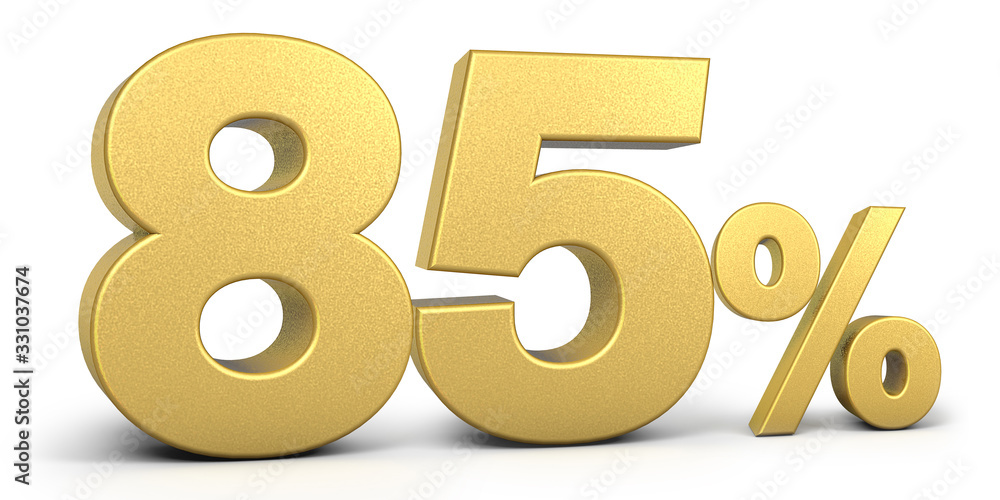 Golden 85 Percent Off Discount Sign, Special Offer 85% Off Discount Tag, Save On 85% Icon, Golden Sale Symbol, Gold Sale eighty five Percent, 3d render Golden 85 Percent Off Discount Sign, Special Offer 85% Off Discount Tag, Save On 85% Icon, Golden Sale Symbol, Gold Sale eighty five Percent, 3d render