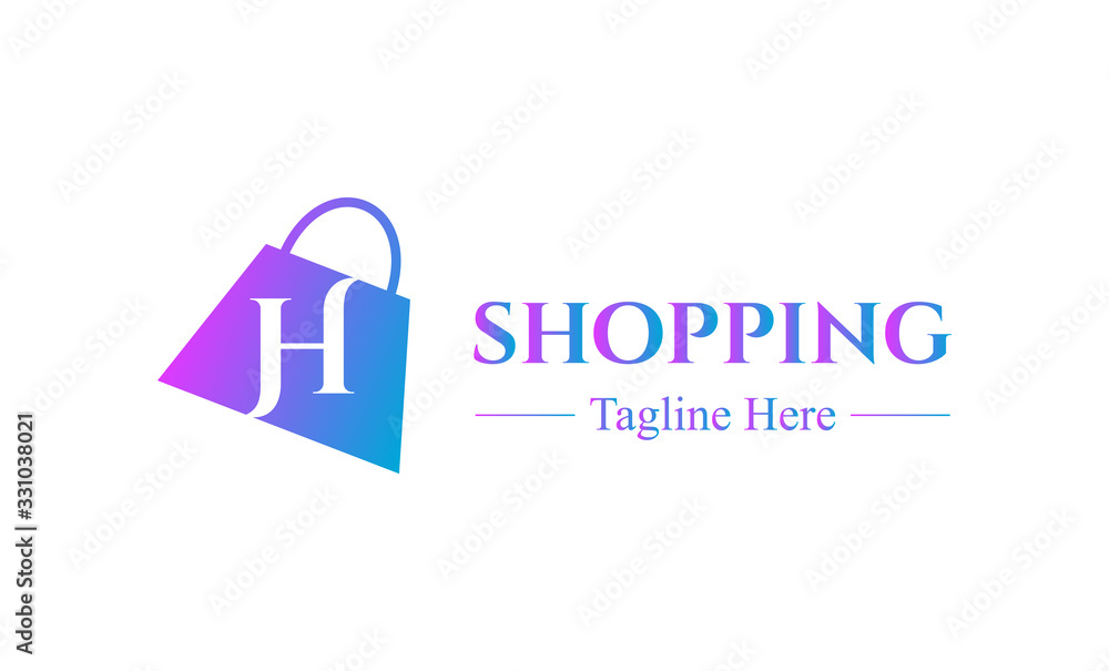 Abstract letter H with on shopping bag. Abstract shopping logo. Online shop logo Abstract letter H with on shopping bag. Abstract shopping logo. Online shop logo