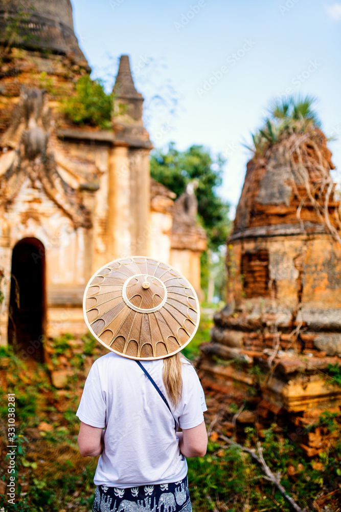 Fototapeta premium Woman visiting Indein Myanmar