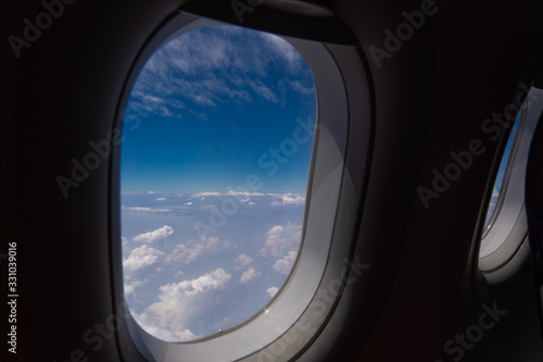 Plane window  external view and clouds