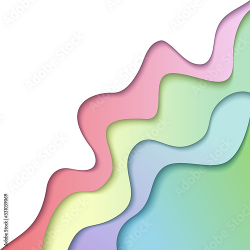 abstract colourful background with paper waves and seacoast with simple shapes, Modern vector illustration for concept design.