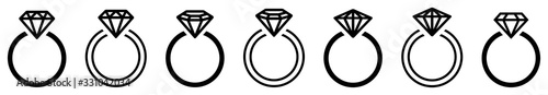 Ring with Diamond. Engagement ring set. Vector