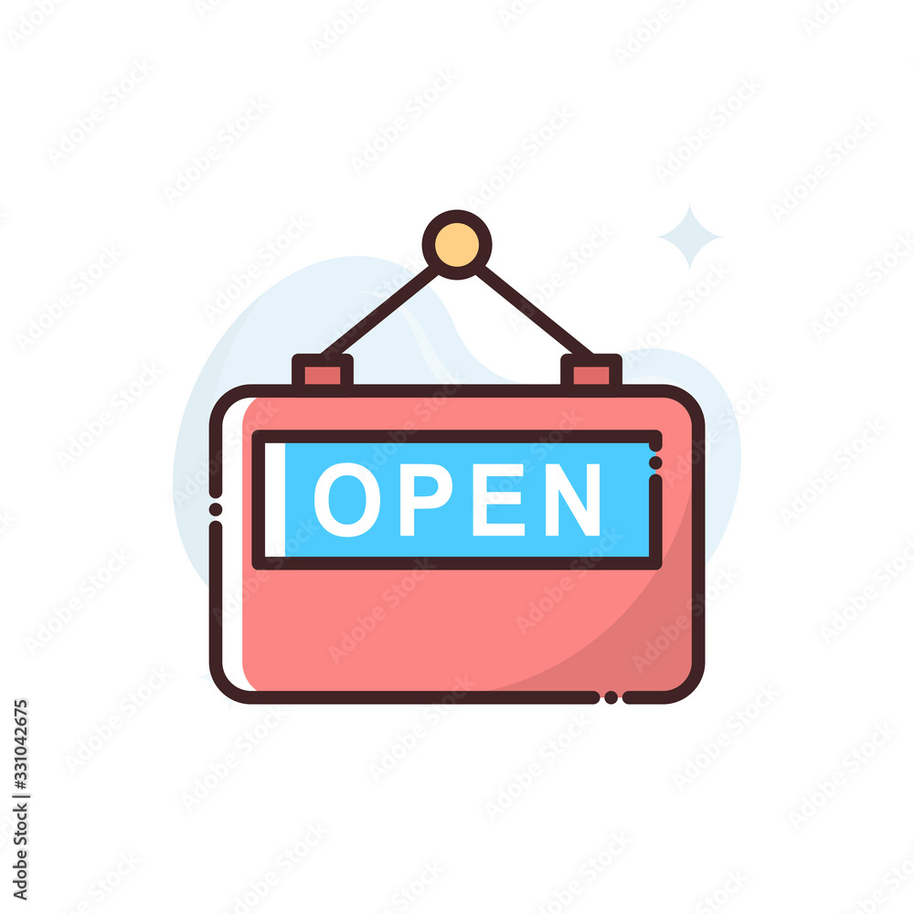 Open Signboard Filled Outline Vector Icon Illustration. Open Signboard Filled Outline Vector Icon Illustration.