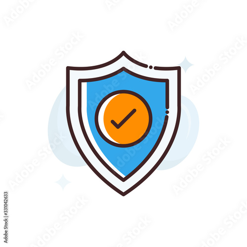 Shield Filled Outline Vector Icon Illustration.