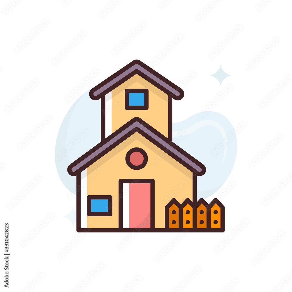 Rural House Filled Outline Vector Icon Illustration. Rural House Filled Outline Vector Icon Illustration.