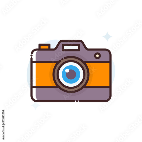 Camera Filled Outline Vector Icon Illustration.