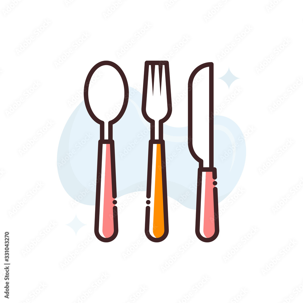 Fototapeta premium Utensils Filled Outline Vector Icon Illustration.
