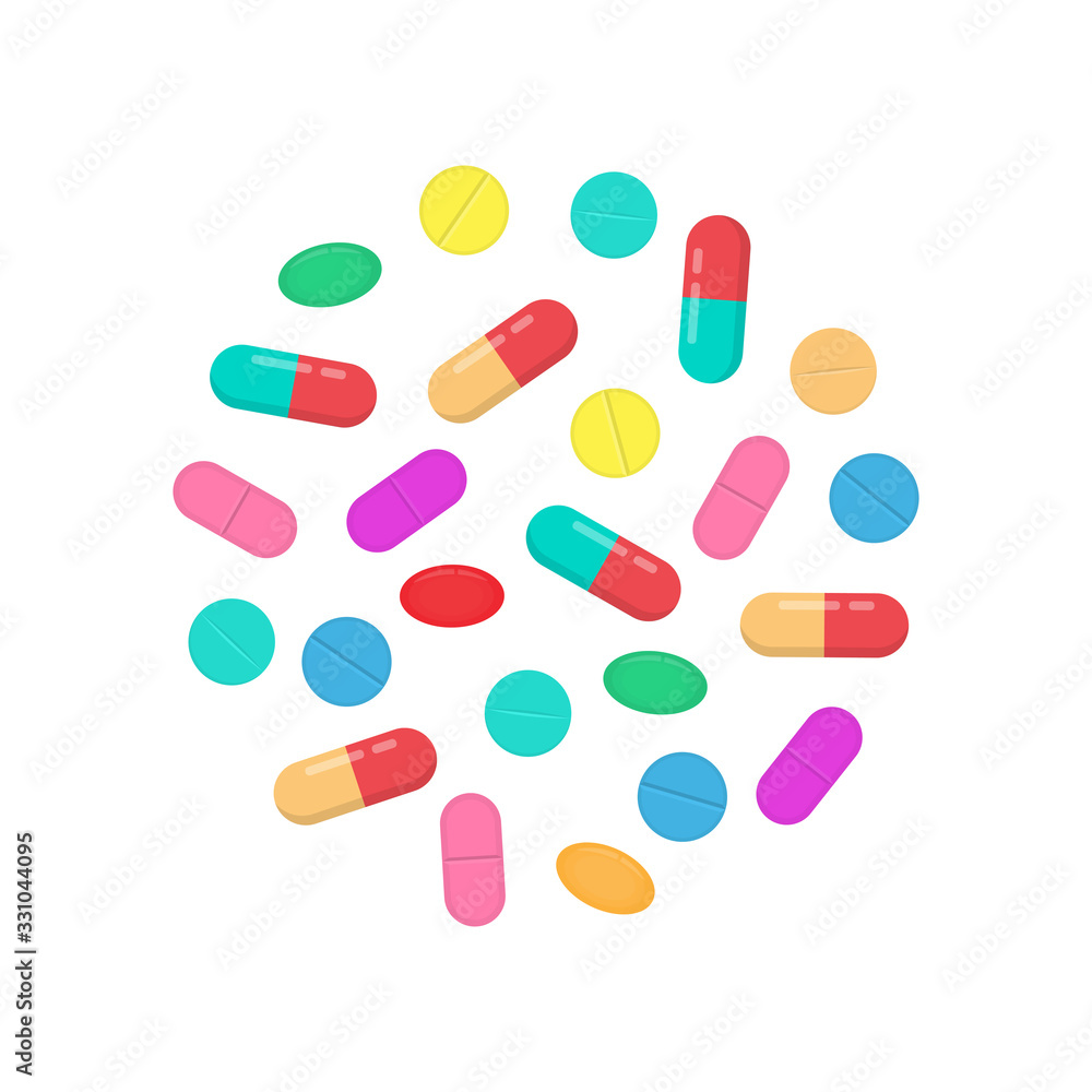 Medical pills and tablets. Heap of tablets, capsules and pills. Different medications. Medical pills and tablets. Heap of tablets, capsules and pills. Different medications.