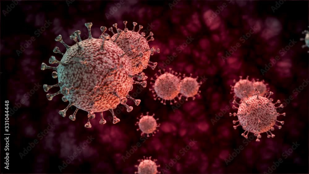 Coronavirus Covid-2019. Microscopic 3D animation. Coronavirus Covid-2019. Microscopic 3D animation.