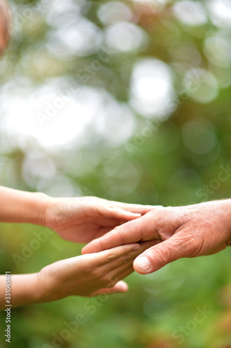 Granddaughter and grandmother holding hands close up  © aletia2011