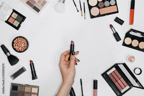 Many professional cosmetics for make up