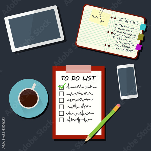 Checking on a to do list top view