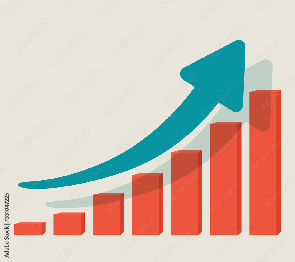 Growth diagram with green arrow going up