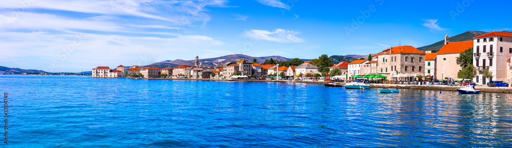 Traditional beautiful coastal town Kastela in Croatia. Kastel Novi fishing village
