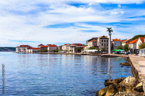 Traditional beautiful coastal town Kastela in Croatia. Kastel Novi fishing village photo