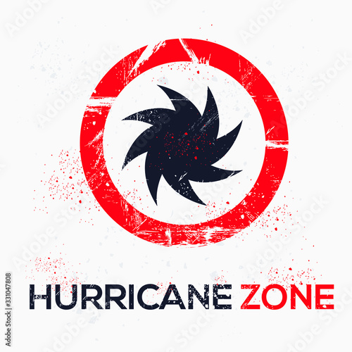  Warning sign (hurricane zone), vector illustration.