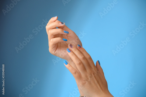 Close up of female hands with beautiful manicure