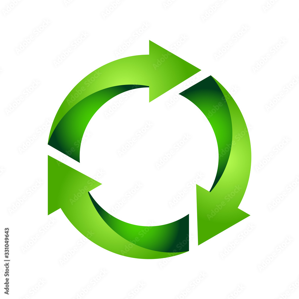 Recycle Icon 3d Green Gradient Vector Isolated on White Recycle Icon 3d Green Gradient Vector Isolated on White
