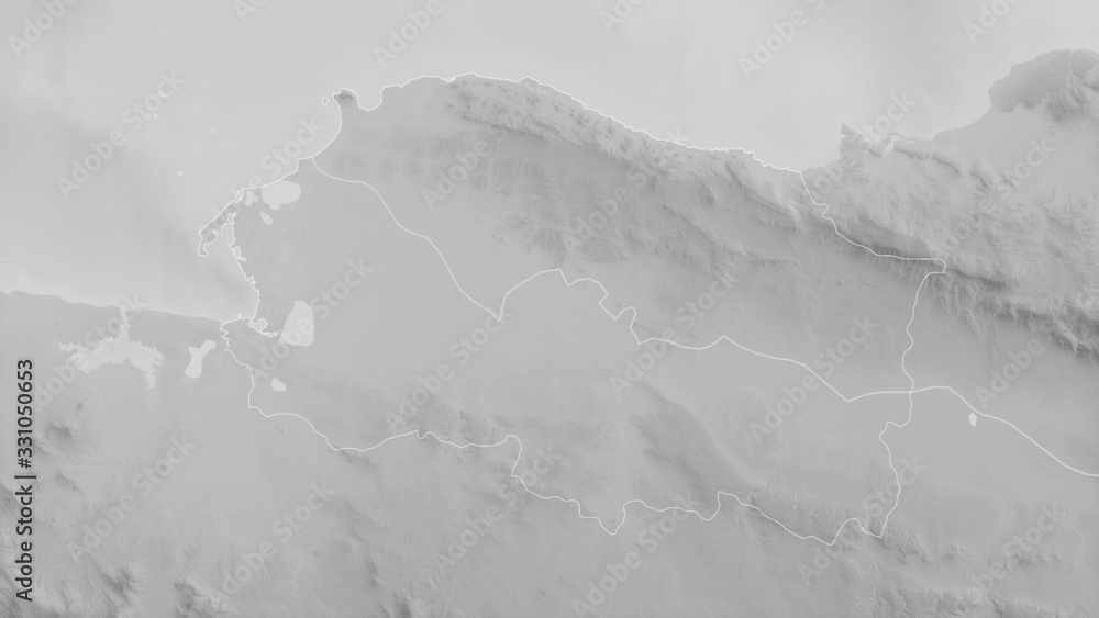 Fototapeta premium Monte Cristi, Dominican Republic - outlined. Grayscale