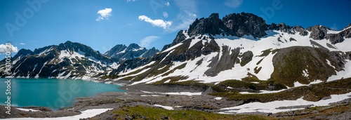 Fantastic sunny weather in the snowy Montafon mountains photo