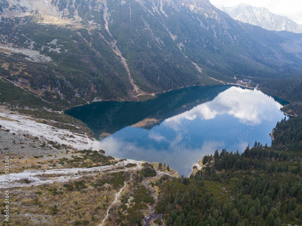 Mountain lake Morskie Oko in Tatra Mountains, Poland