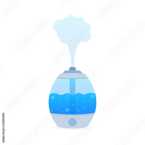 Modern home humidifier. Humidifier air diffuser. Purifier microclimate. Vector stock illustration.