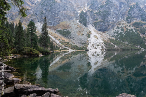 Mountain lake Morskie Oko in Tatra Mountains, Poland