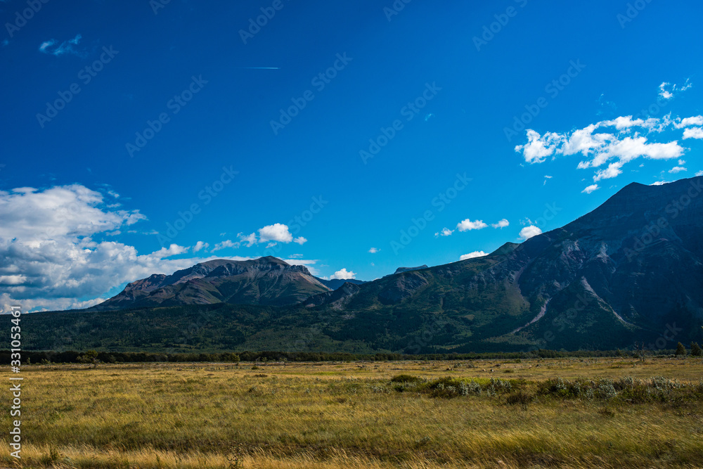 mountains and clouds in waterton national park