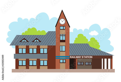 Vector railway station. The old station building.