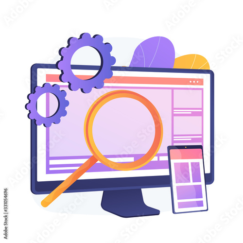 Web design. Production and maintenance of websites. Web graphic, interface design, responsive website. Software engineering and development colorful icon. Vector isolated concept metaphor illustration