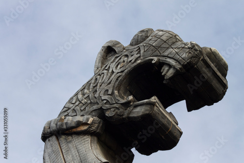 decoration in the form of heads on Viking rooks in Vyborg