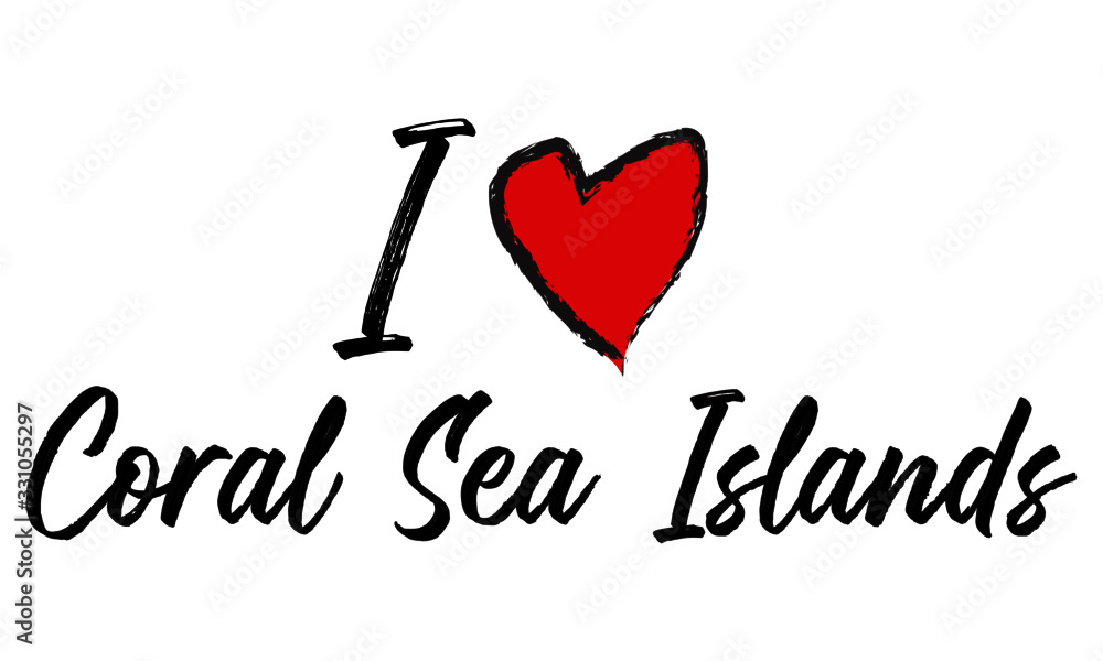 i love Coral Sea Islands Creative Cursive Text Typography Template.