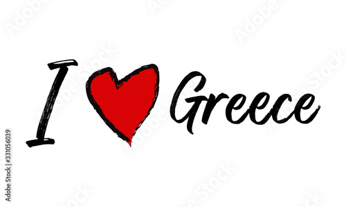 I Love Greece Creative  Cursive Text  Typography Template.