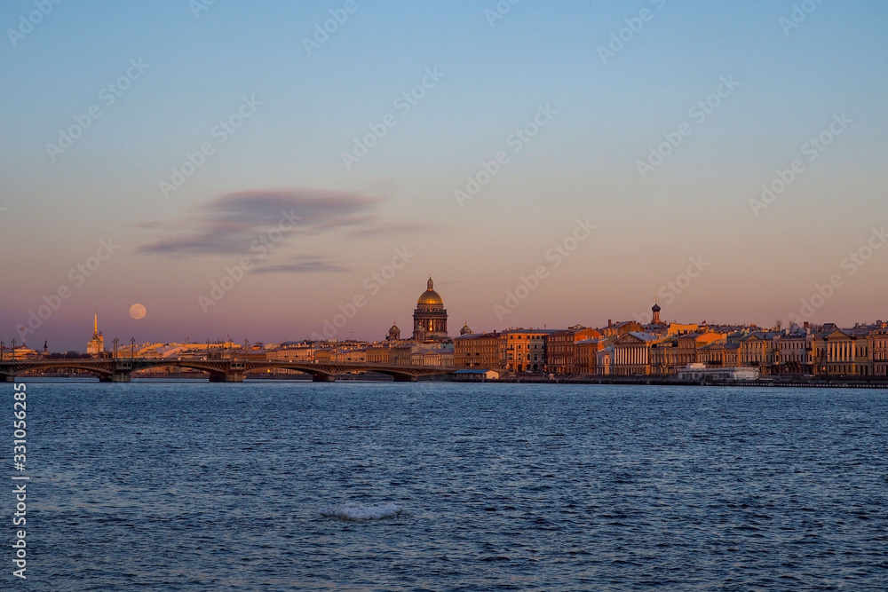 city embankment in the historical center of Saint Petersburg at sunset city embankment in the historical center of Saint Petersburg at sunset