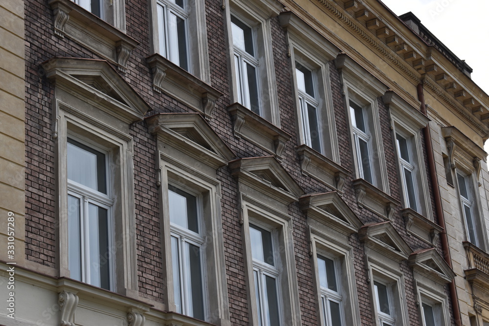 Frontage and windows on historical building