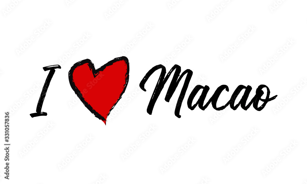 I Love Macao Creative Cursive Text Typography Template.