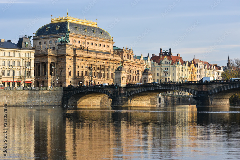 Walking in autumn Prague.