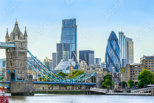 London cityscape with Tower Bridge and skyscrapers photo